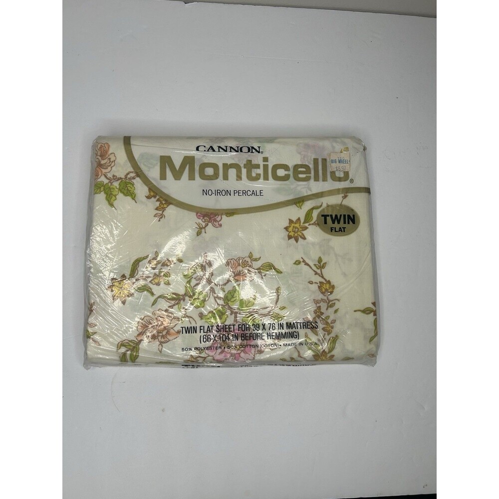 Vintage Cannon Monticello Twin Flat Sheet